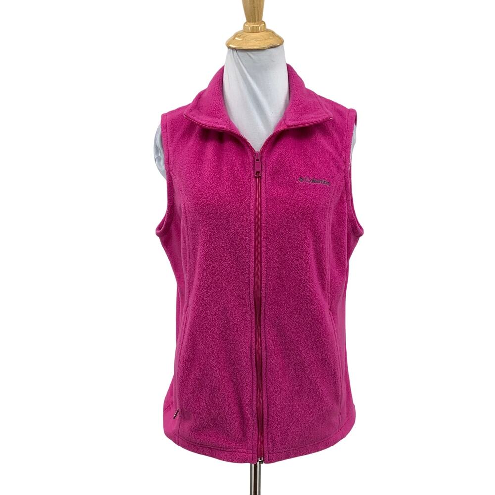 Columbia Vest Womens M Medium Hot Pink Benton Springs Fleece Outdoor Hiking